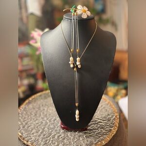 NWT Artisan Gala Statement Necklace Earrings Repurposed Chandelier Pearl Stone